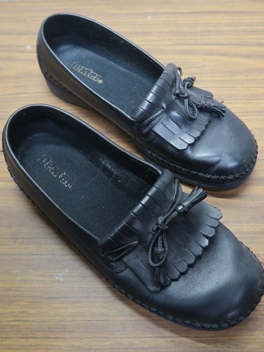 Women's Black Dexter Leather Loafer Shoes Size 9W